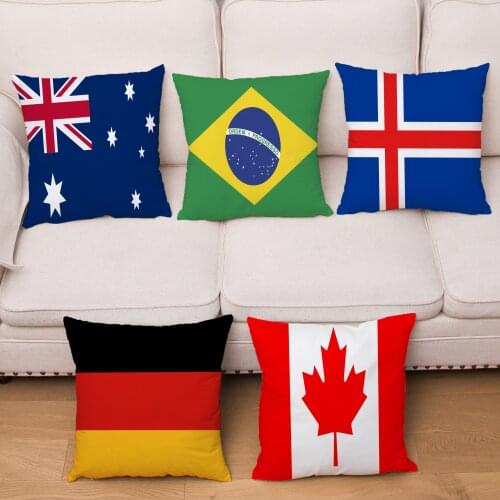 National Flags Pattern Cushion Cover Soft Plush Square Pillow Case 50 Design Kid Gift Pillowcase Sofa Home Decor Pillows Covers