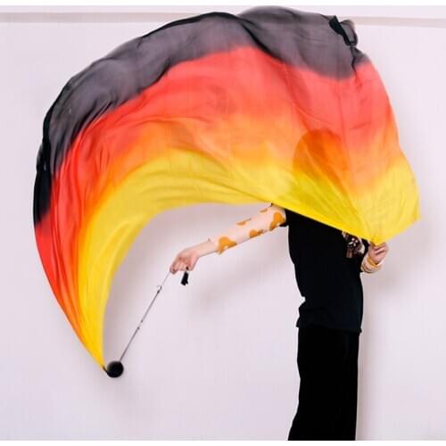 New 1pair Belly Dance 100% Silk Veil POI for Women Stage Performance Veil Props Silk Scarves POI Ball BellyDancer Rainbow Veil