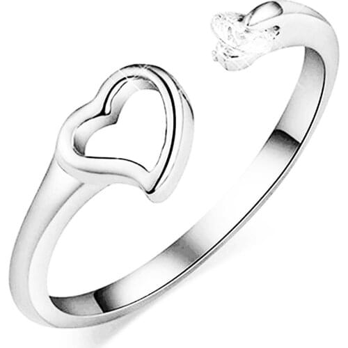 2021 Fashion New Elegant Zircon Heart-shaped Hand-set Opening Couple Rings