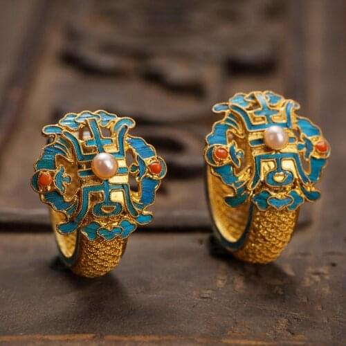 Original designer unique ancient gold craftsmanship Chinese retro palace style Forbidden City luxury womens silver jewelry
