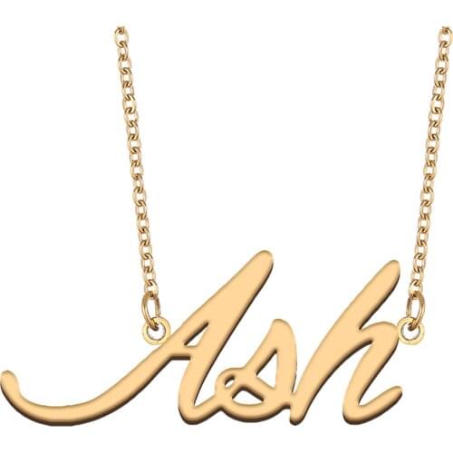 Ash Name Necklace for Women Stainless Steel Jewelry 18k Gold Plated Nameplate Pendant Femme Mother Girlfriend Gift