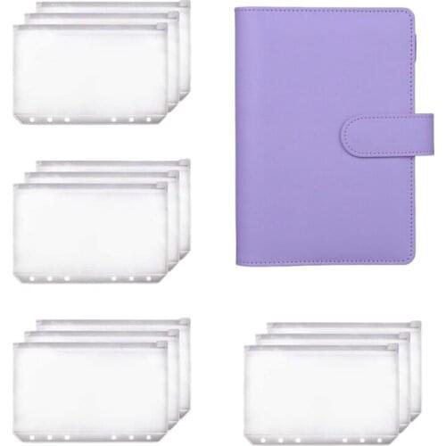 A6 Binder Planner Notebook Binder and 12 Pieces 6 Hole Binder Zipper Folder,Binder Pockets Cash Envelope Wallet