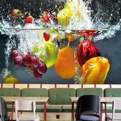 Custom photo wallpaper 3d Fruit in water wallpaper papel de parede Restaurant fruit shop cafe background wallpaper mural