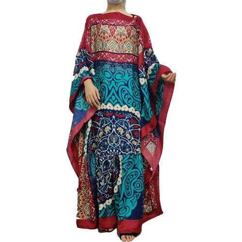 Casual Kaftan Dubai Abaya Turkey Muslim Hijab Dress Islam Abayas Dresses For Women Kuwait Batwing Sleeve Caftan Ensemble Clothin