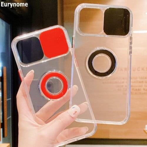 Transparent Ring Holder Case For iPhone 13 Pro Max 12 MiNi 11 Pro X XS Max XR 7 8 plus Armor Stand Bracket Protection Soft Cover