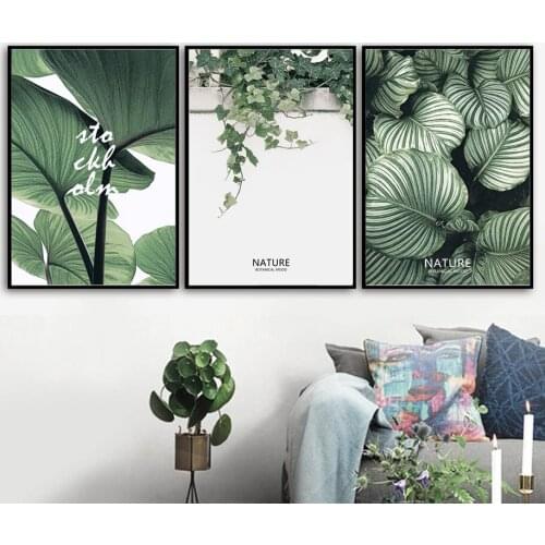 Nordic Posters And Prints Watercolor Tropical Green Leafs Wall Art Canvas Painting Wall Pictures For Living Room Bedroom Decor