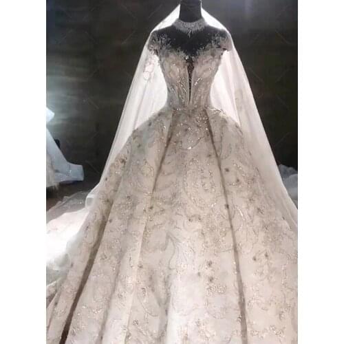 Starry Sky Master Wedding Dress 2021 New Luxury Trailing Heavy Industry French Hepburn one-shoulder Bridal Temperament
