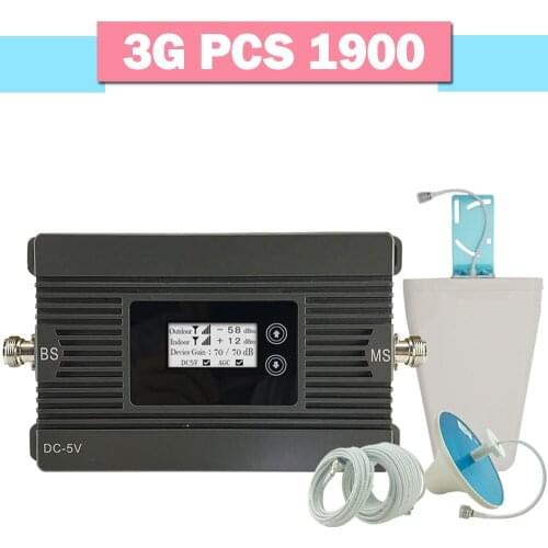 3G 4G PCS 1900 Mobile Phone Signal Repeater UMTS 4G LTE 1900Mhz Cellular Signal Booster Band 2 80dB Gain LCD Display Amplifier