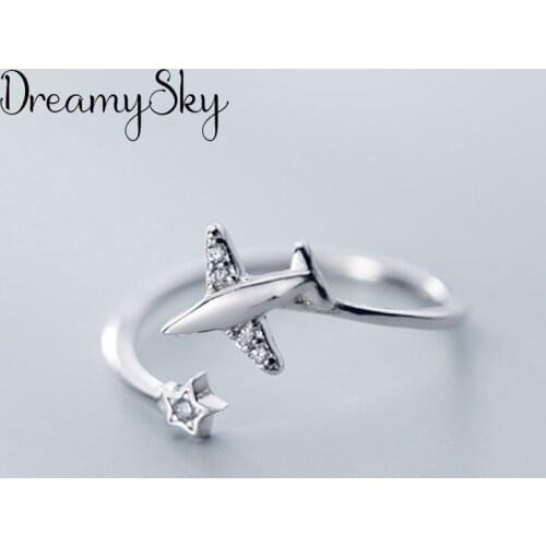 Punk Vintage Crystal Airplane Ring For Women Men Adjustable Size Geometric Rings Exquisite Creative Jewelry Wholesale 2021