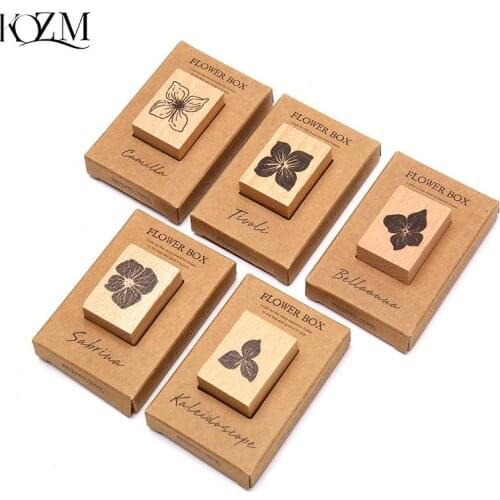Vintage Plant Flowers Wooden Stamp DIY Scrapbook Wedding Postcards Rubber Stamps