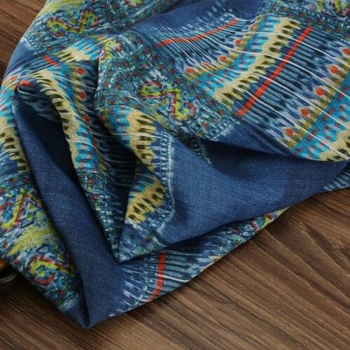 High quality pure ramie fabric Summer New pattern printing tissus High-end dresses and gowns patchwork fabric