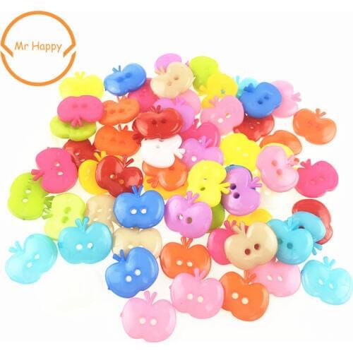 100PCs 13mm apple Shape Mixed Colors Resin Buttons for Sewing or Scrapbooking Garment Accessories