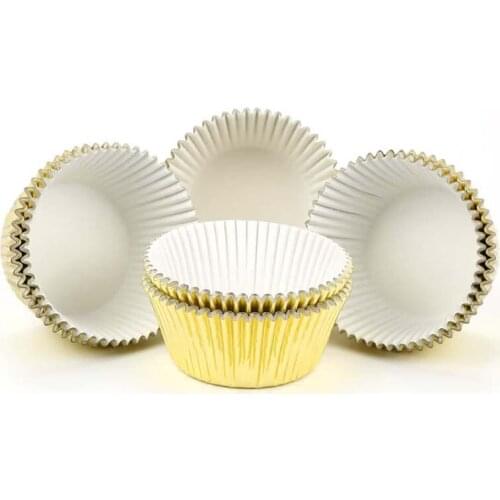 100pcs Foil Metallic Paper Cupcake Cases Small Muffin Boxes Cake Baking Tools Liners Cake Mold Kitchen Baking Accessories