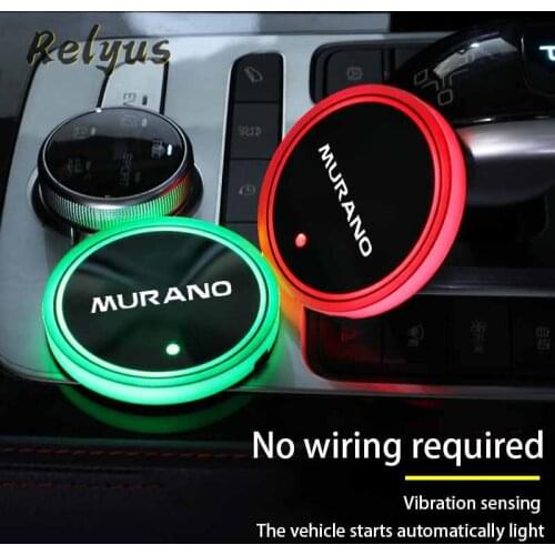 2Pcs Luminous Car Led Cup Coaster Non-slip Mat Automobile Atmosphere Light For Murano 1 2 3 Z50 Z51 Z52 Car Accessories