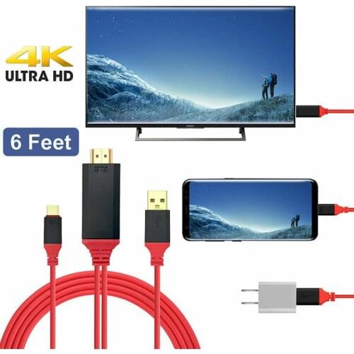 4K*2K USB Type C to HDMI-compatible Port Male Cable 1080P HDMI-compatible HDTV TV Converter Adapter Cables For Samsung Huawei