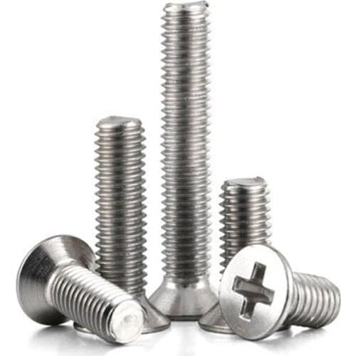 50pcs M1.6 flat head Phillips screw Cross Countersunk heads Mechanical screws stainless steel 3mm-12mm Length