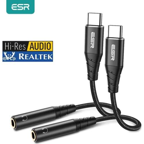 ESR DAC Type C 3.5 Jack Adapter USB C to 3.5mm Adapter Headphone Audio Cable For iPad Pro 11 Samsung S20 S21 AUX Converter