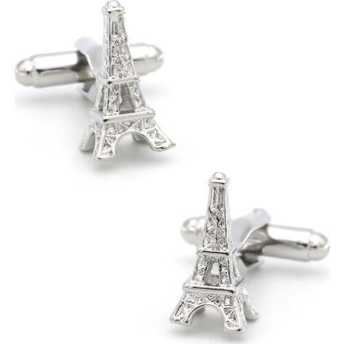 Free Shipping Mens Cufflinks Eiffel Tower Design Silver Color Quality Copper Cuff Links Wholesale&retail