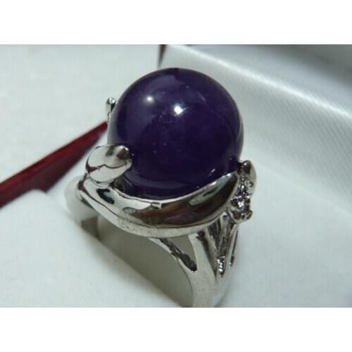 Free Shipping wholesale noble 14mm dark blue Natural jade fashion ring(#7.8.9)