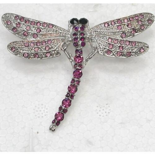 Dragonfly Brooch Purple Rhinestone Pin brooches C497 D