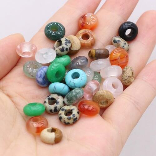 10PCS Natural Semi-precious Stone Abacus Shaped Large Hole Beads 5x10mm Aperture 4mm for Jewelry Earrings Necklace Bracelet