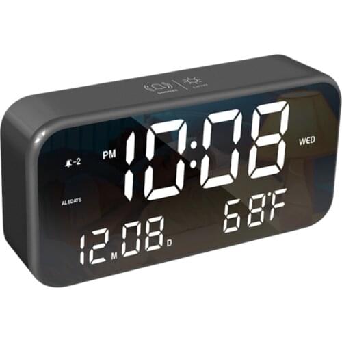 LED Digital Alarm Clock Backlight Snooze Mute Calendar Desktop Intelligent Acoustic Control Temperature Function Clock