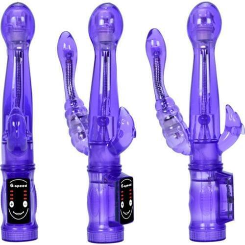 Double Vibrators Bendable dual Penetration Rabbit Vibrator Anal Clitoris G Spot Stimulator Sex Toys for Woman Dildo Massage