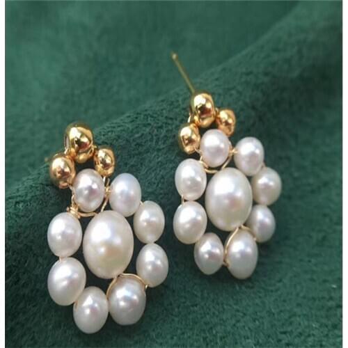 ECHSUN pure natural freshwater pearl 14K gold jewelry earrings for women pendientes mujer kolczyki damskie wholesale retail