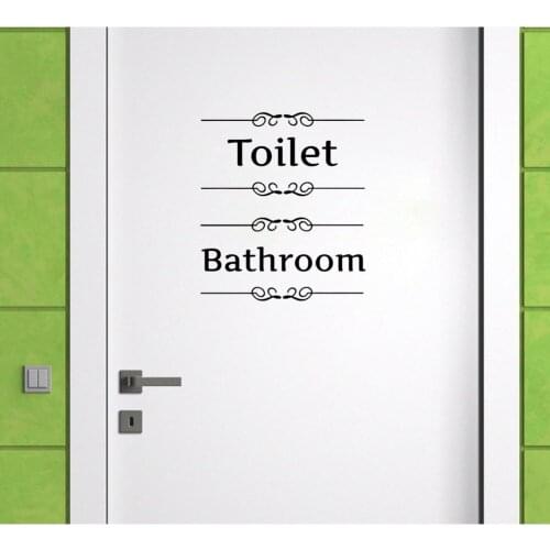 HOT DIY Free shipping Vintage Wall Sticker Bathroom Decor Toilet Door Vinyl Decal Transfer Vintage Decoration Quote Wall Art