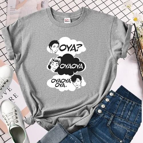 Haikyuu Oya Oya Kawaii Comics Women T-Shirts Hip Hop Casual T Shirt 2021 Summer Vintage T Shirts Harajuku New Woman Tee Shirt