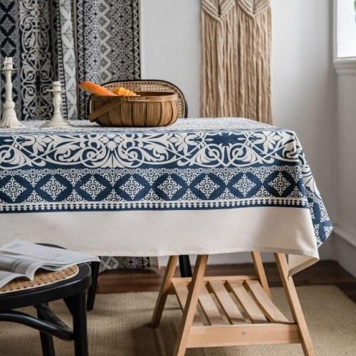 Cotton Line Retro Printed Tablecloth Rectangular Home Dining Kitchen Dustproof Table Runner For Party Banquet Home Decor mantele
