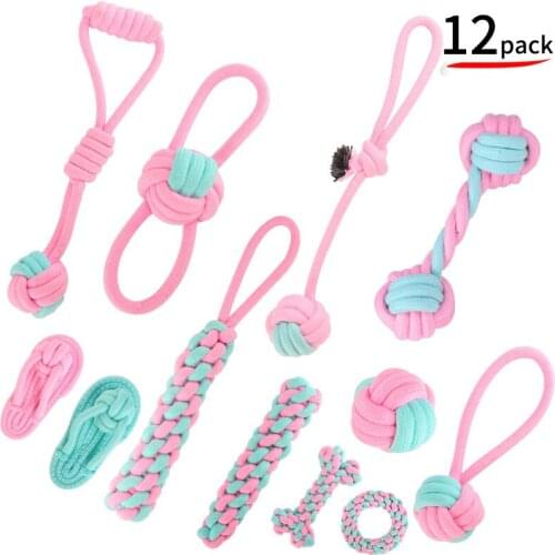 Dog Toy Pet Toy Pet Supplies Powder Blue Cotton Rope Knot Toys Combination Bite Molar Interaction Puppy Teething Toys