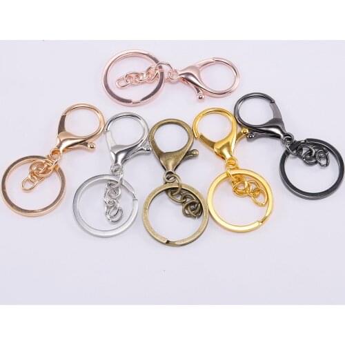 5Pcs/Lot Key Ring 30mm Keychain Long 70mm Gold Lobster Clasp Key Hook Keyrings for DIY Jewelry Making Finding Accessories
