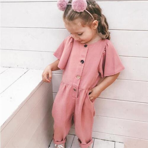 Spring Summer 2020 New Girls Little Kids Flying Sleeve Jumpsuit Girls Overalls Shor Sleeve Cute Princess Romper Child Clothes