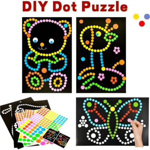 DIY Colorful Dot Puzzle Stickers Kids Education Toys For Children Cartoon Animal Assemble Mosaic Games Recognition Training Gift