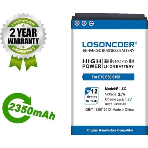 LOSONCOER 2350mAh BL-6C Battery For Nokia QDA+ 2110 2116 2125 2855 2865 6015i 6016i 6019i 6152 6152 6275 E70 6255