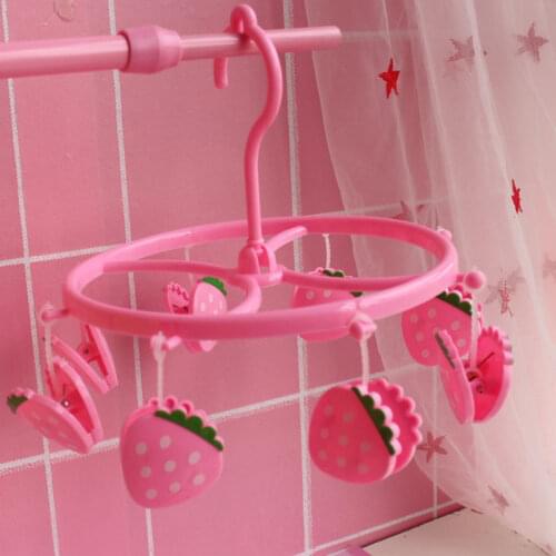 Cute Strawberry Socks Clip Hanger Hanger 8-clips Baby Cloth Hangers Space Saver Organizer Sales Free Shipping Belt Tie Storage