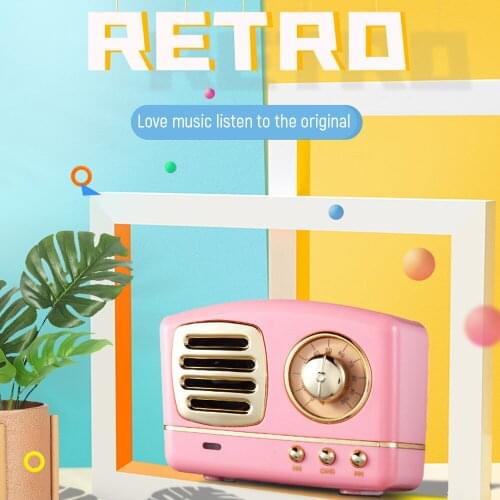 Mini retro bluetooth speaker with high quality subwoofer, used for phone radio music center, support AUX TF card