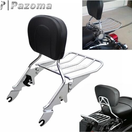 Motorcycle Chrome Detachable Backrest Sissy Bar Luggage Rack for Harley Touring Road King FLHRC FLHT FLTR 2009-2017