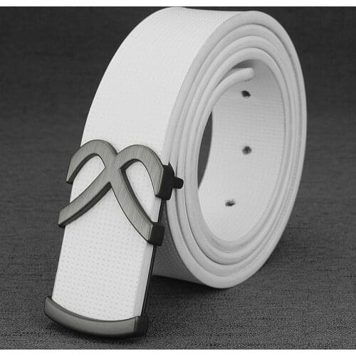 Personality Geometric Metal Buckle genuine leather belt men brand leather belt man luxury belt High Quality Cinturones Hombre