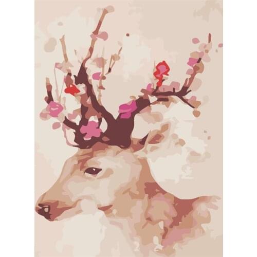 Sika Deer Painting By Numbers For Adults Natural Scenery Acrylic Peinture Pair Number Canvas Drawing Diy Landscape Decor Home