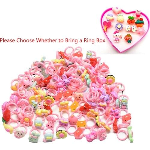 12/24/36Pcs Childrens Cartoon Rings Candy Flower Animal Bow Shape Ring Set Mix Finger Jewellery Cute Kids Girls Toys Prize Gift