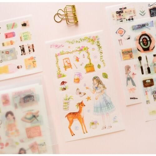 New Korean Stationery Planner Label Decorative Stickers Cartoon Bullet Journal Stickers Set 6 Pieces Lovely DIY Autocollant Pack
