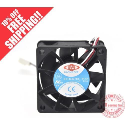 NEW TOP MOTOR DF126025BE 6CM 6025 3lines double ball bearing 12V 0.25A cooling fan
