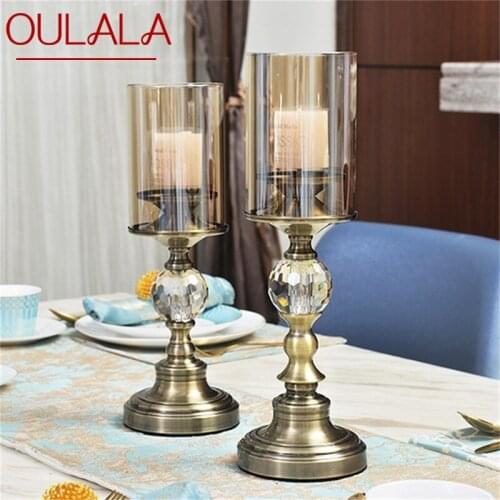 OULALA Candle Table Lamp Crystal Contemporary Retro Decoration Luxury Desk Light For Home