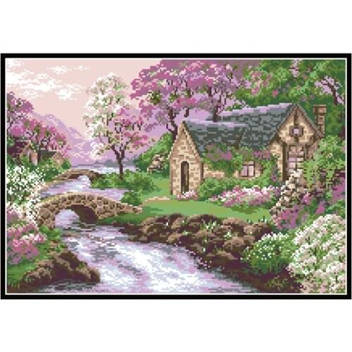 Pink Manor Counted Cross Stitch Kits Patterns Printed Fabric Embroidery Package 11CT 14CT DIY Needlework Crafts Canvas Paintings