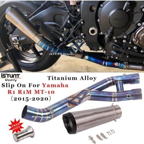 Slip On For Yamaha R1 YZF R1 MT10 2015-2020 Motorcycle Exhaust Escape Muffler DB Killer Modified Titanium Alloy Middle Link Pipe