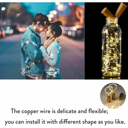 Solar Energy Wine Bottle Lights LED Strings Copper Wire Home Party Decoration