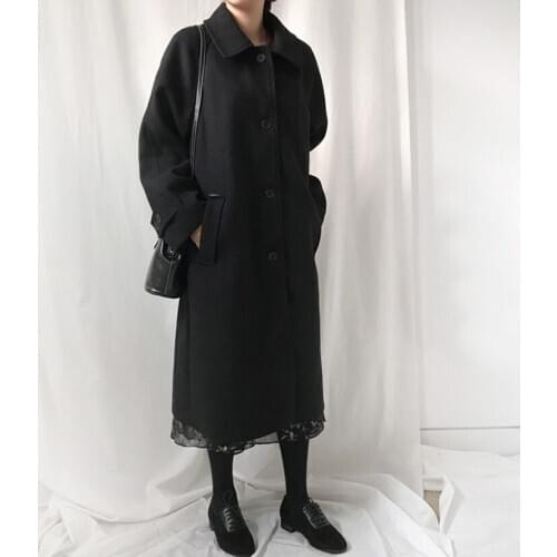 High quality!Women Korea autumn winter chic slim long coat female pure color outware single breasted upset casual Blouse TB3300