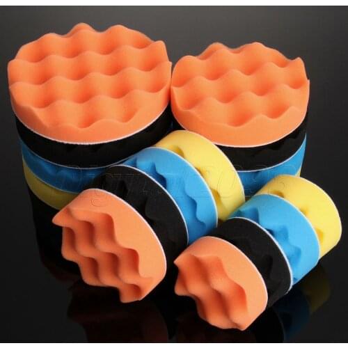 Yetaha 4Pc 3/4/5/6 Inch Buffing Polishing Sponge Pads Kit For Car Polisher Buffer Soft Wave Foam Waffle Pad Car Wash Clean Tool